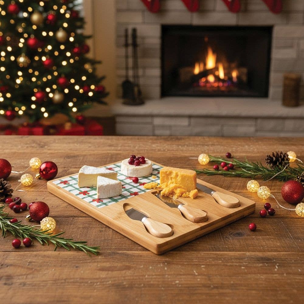 Christmas Cheese Board & Knife Set
