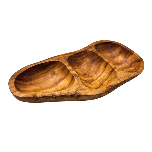 Handmade Olive Wood Dip & Snack Server
