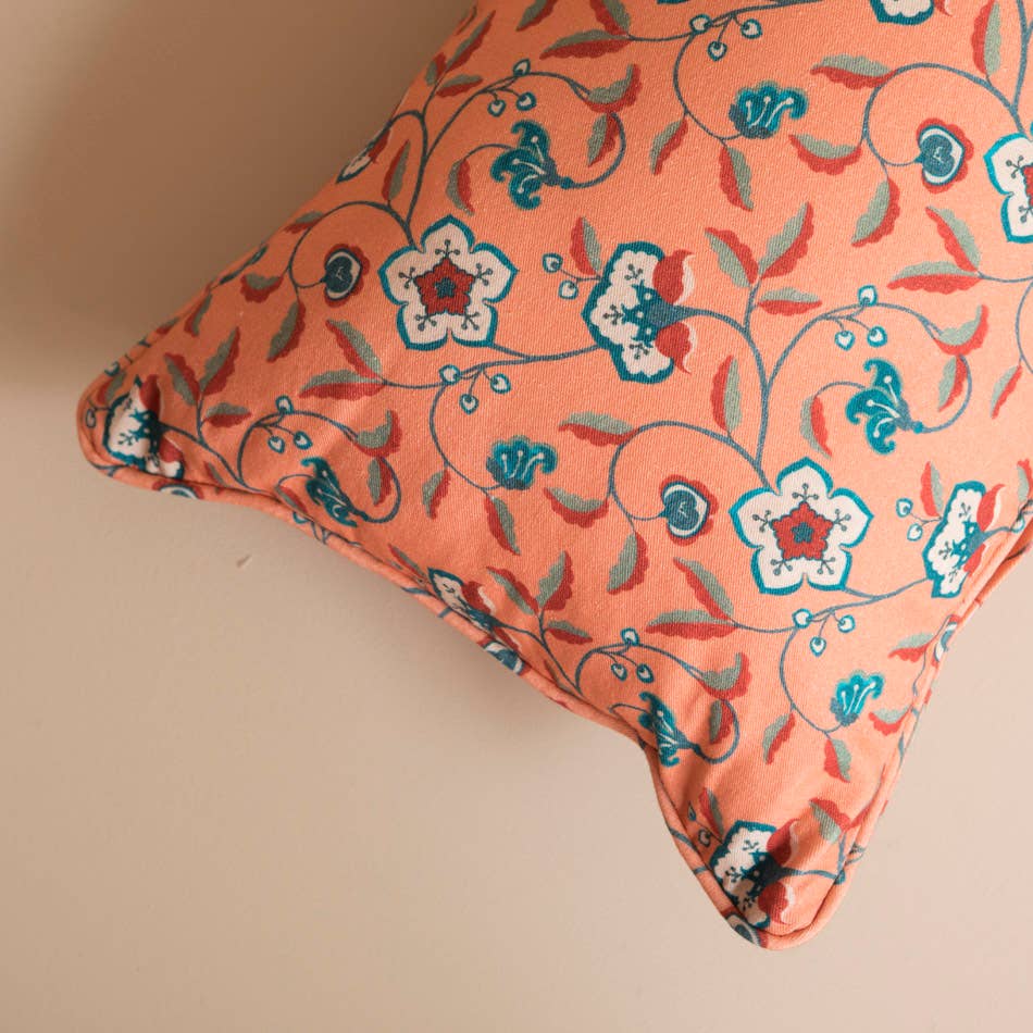 Salmon Victoria Floral Cushion