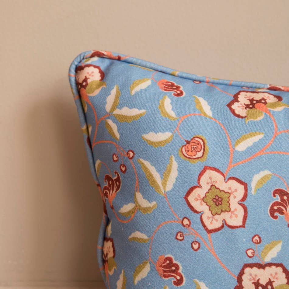 Dusk Blue Victoria Floral Cushion