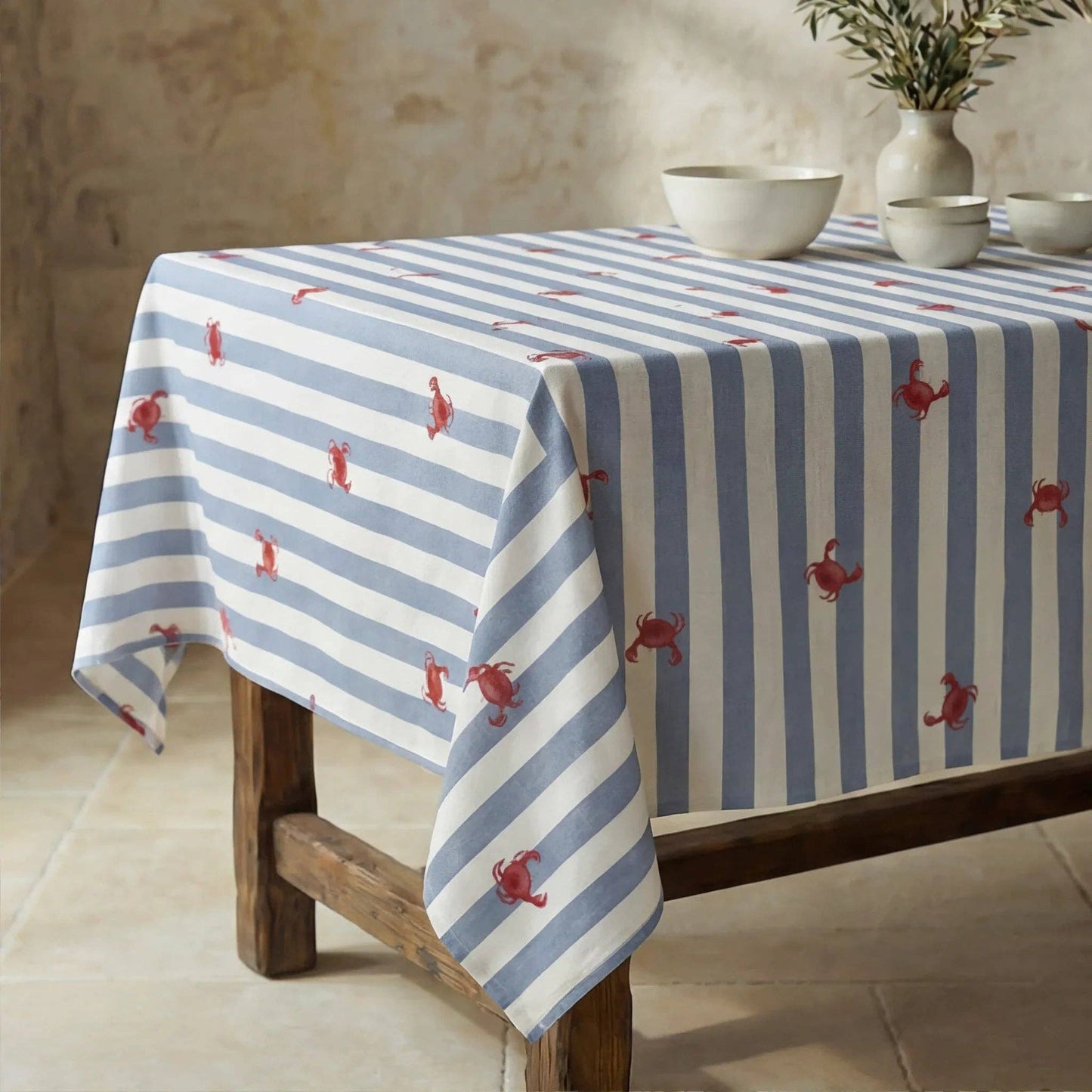 Harbour Crab Waterproof Organic Cotton Tablecloth – 250 x 155 cm