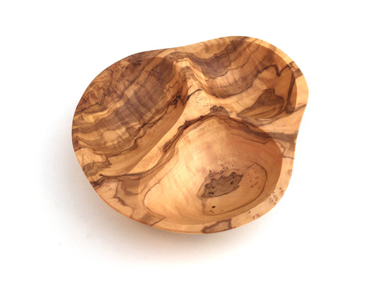 Handcrafted Olive Wood Snack & Dip Server