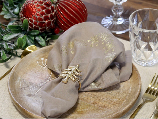 Gold Tree Napkin Rings - Set of 4