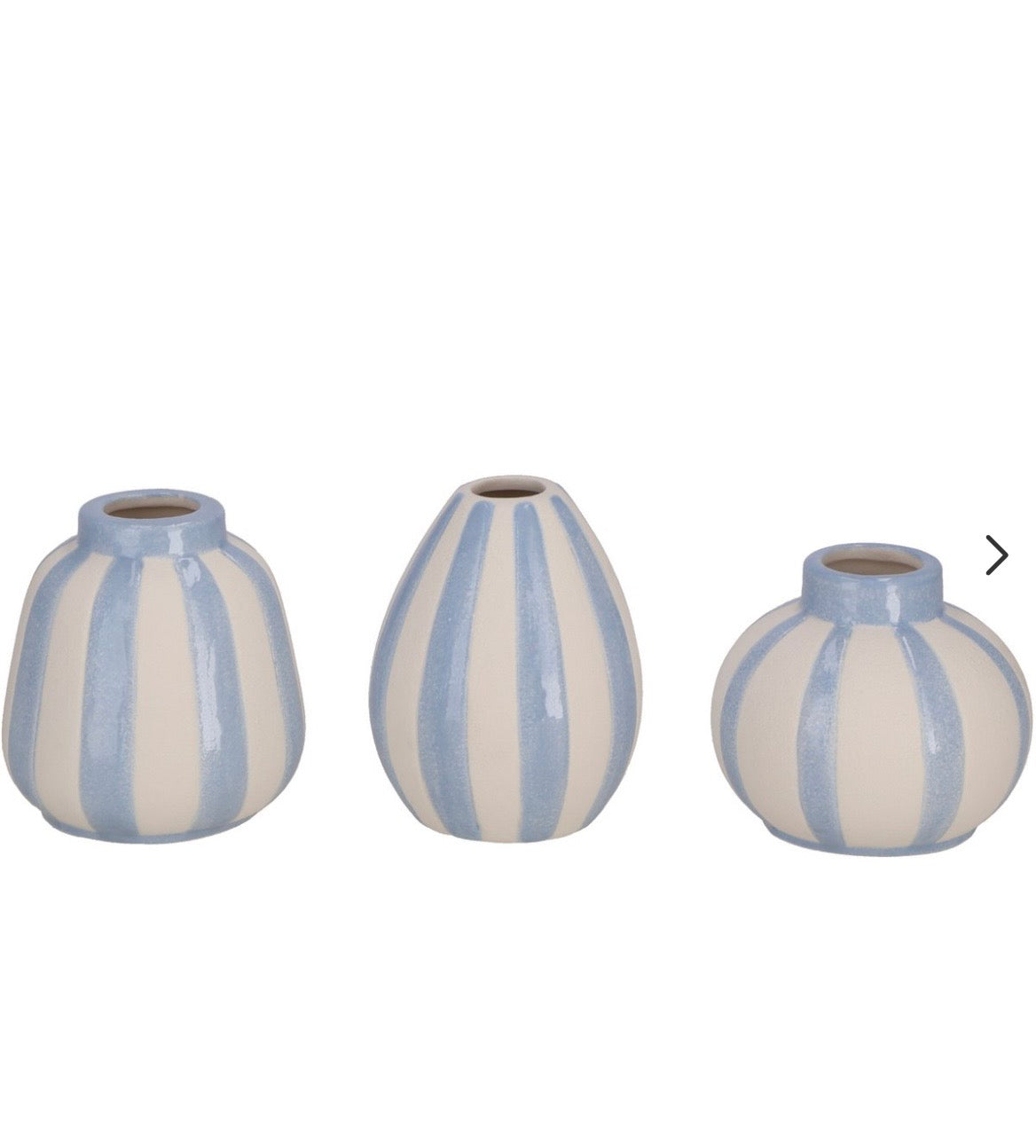 Ceramic Bud Vases With Blue Stripe