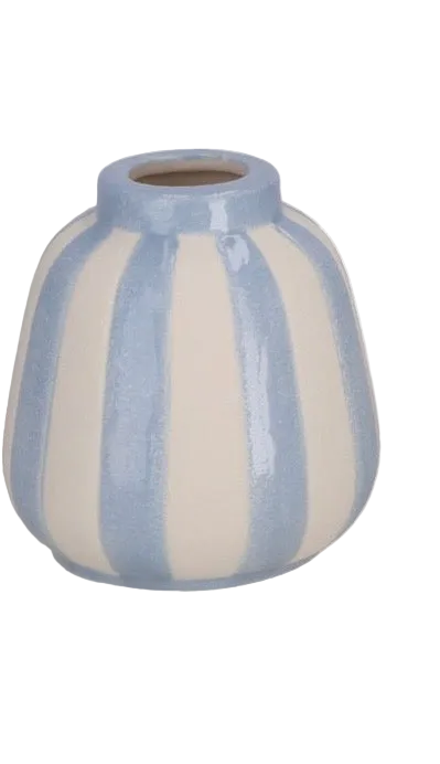 Ceramic Bud Vases With Blue Stripe
