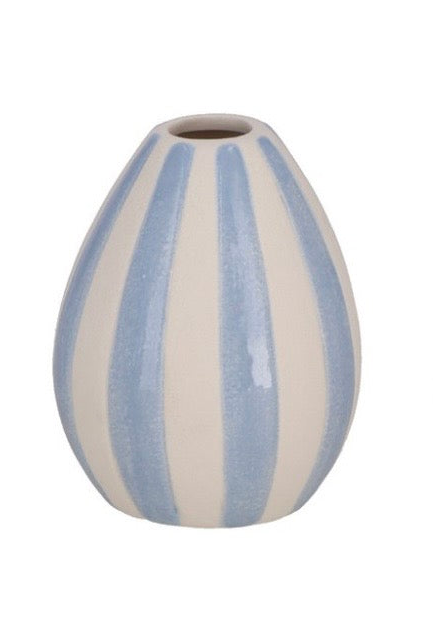 Ceramic Bud Vases With Blue Stripe