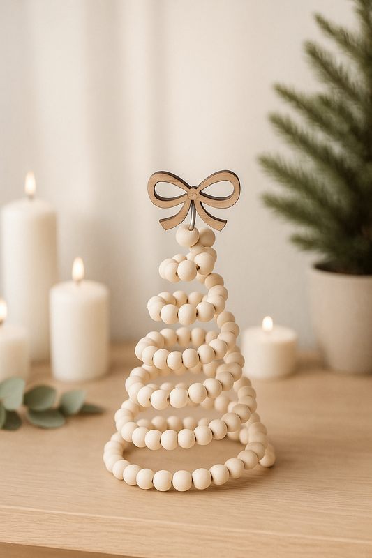 Poplar Wood Beaded Tree Ornament