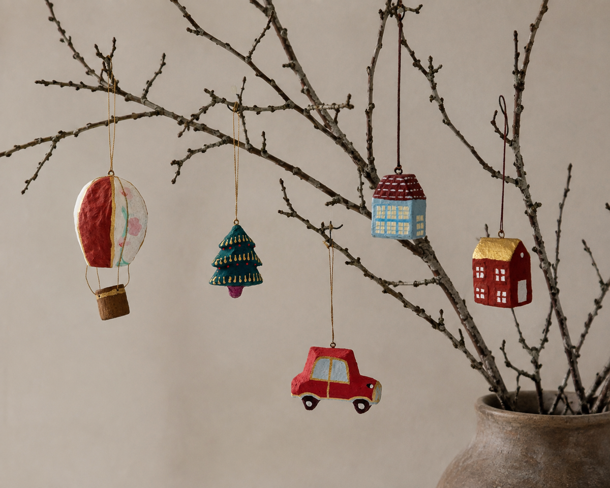 Hanging Christmas Tree Ornament — Teal & Gold
