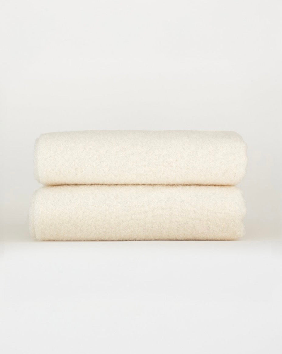 Wool Boucle Throw Blanket - Oyster White