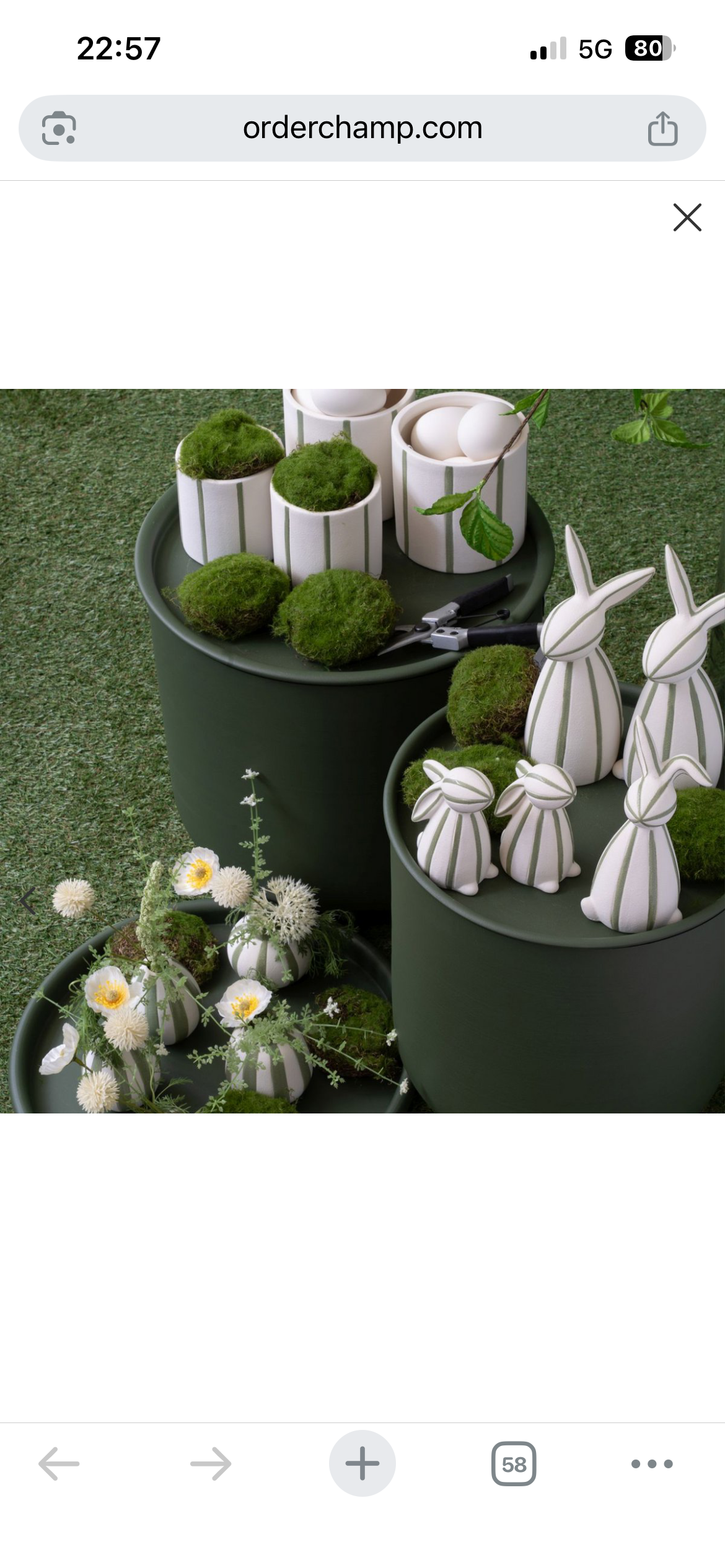 Ceramic Bud Vases With Green Stripe