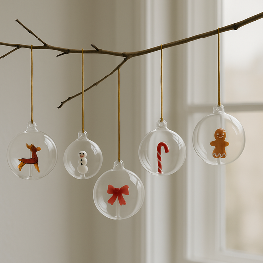 Clear Glass Christmas Bauble - Various 3D Designs