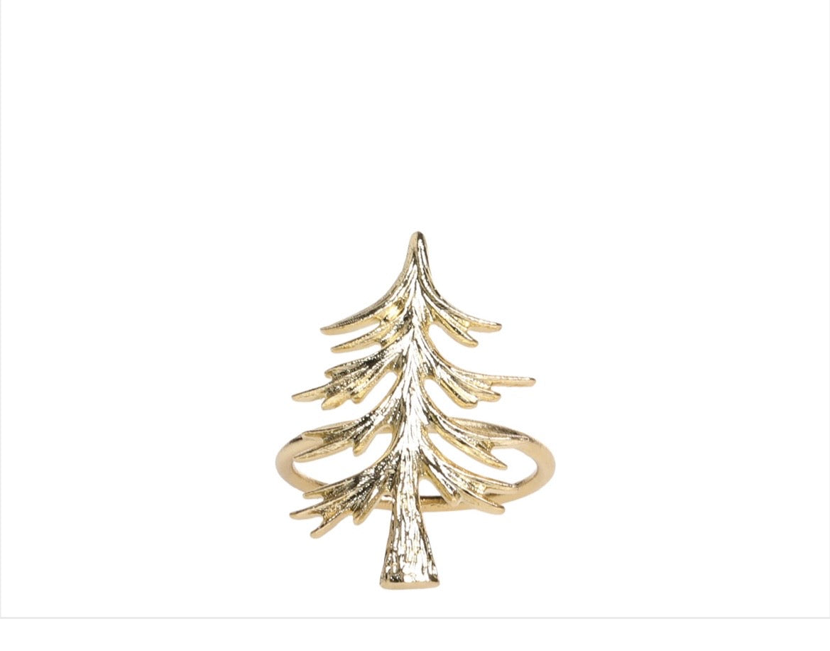 Gold Tree Napkin Rings - Set of 4