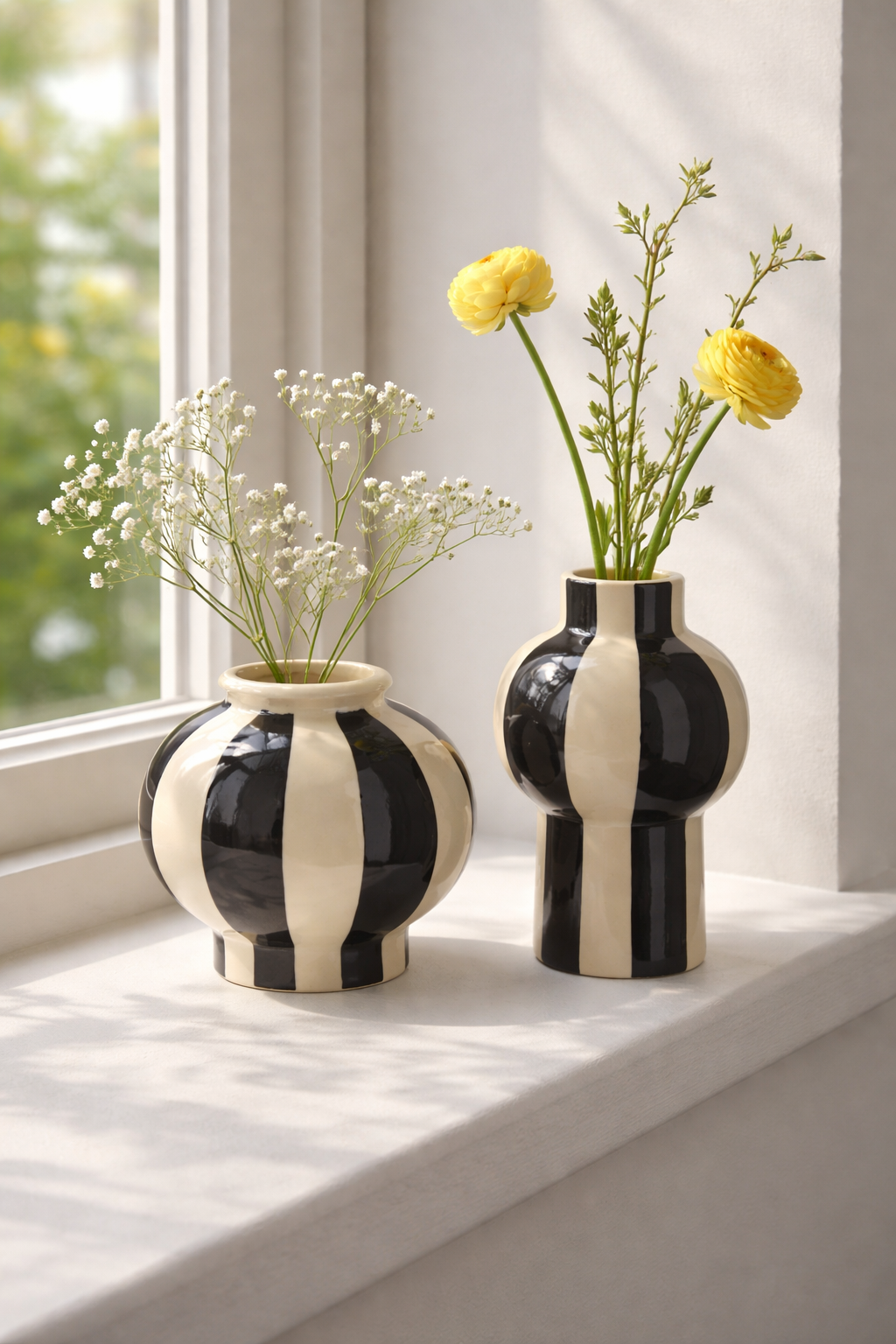 Black Striped Bud Vases