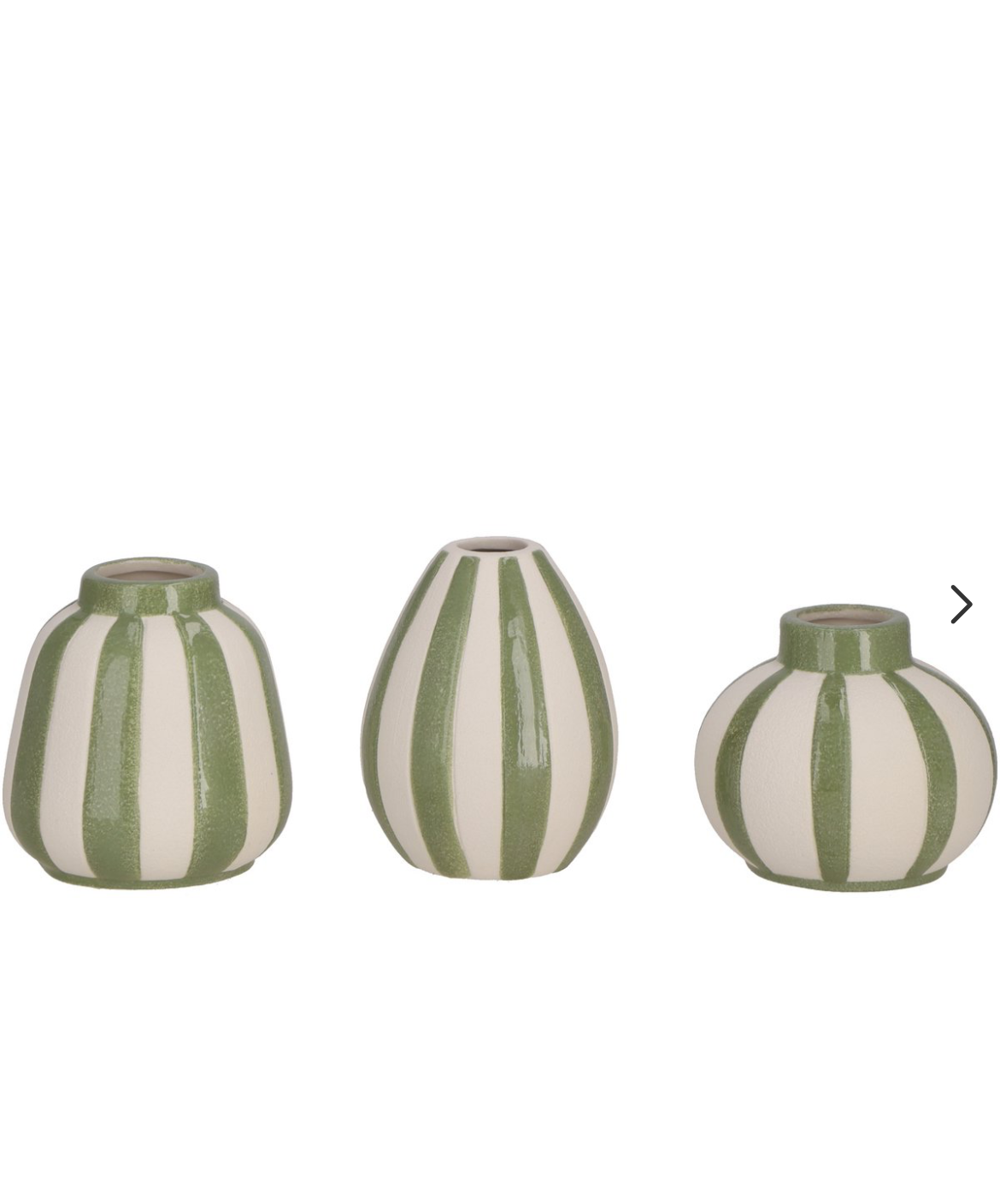 Ceramic Bud Vases With Green Stripe