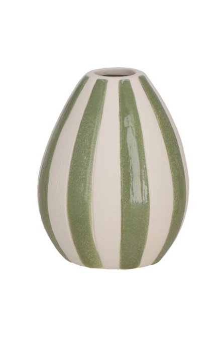 Ceramic Bud Vases With Green Stripe