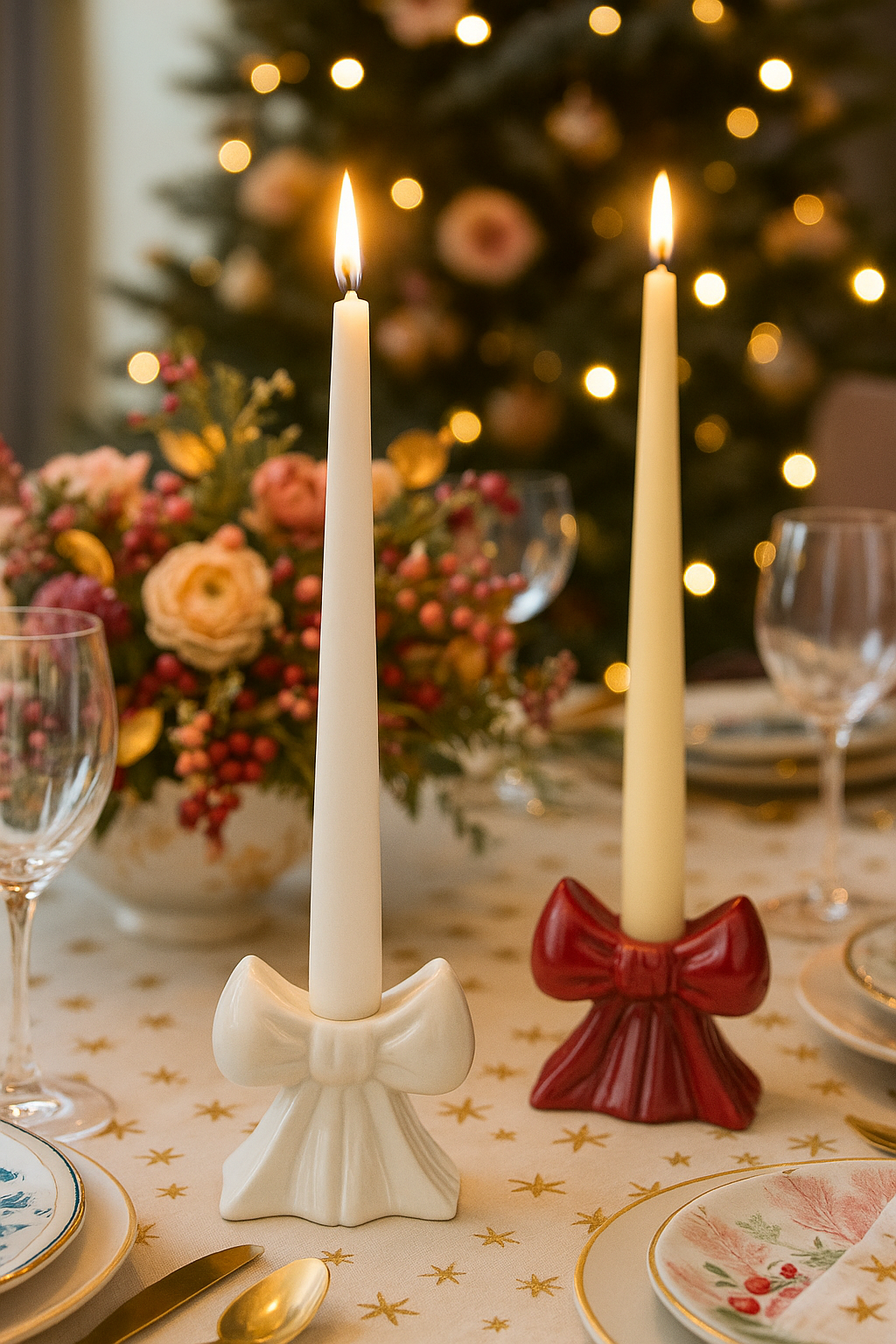 Ceramic Bow Candle Holder