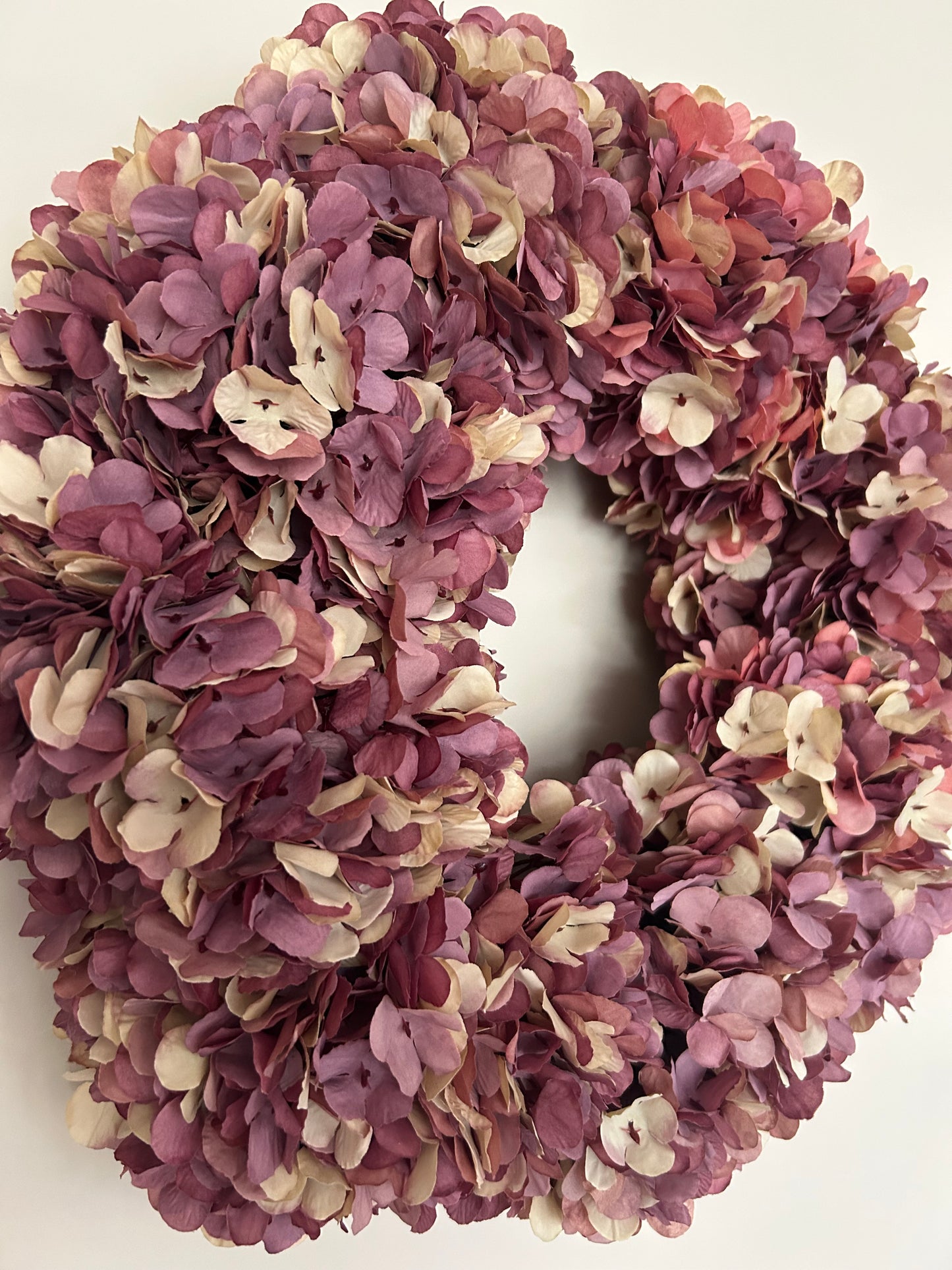 Silk Hydrangea Wreath in Antique Rose