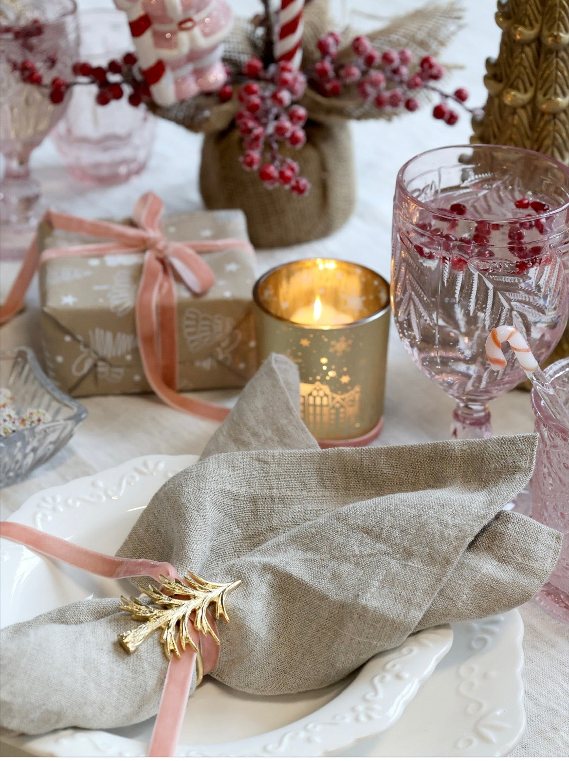 Gold Tree Napkin Rings - Set of 4