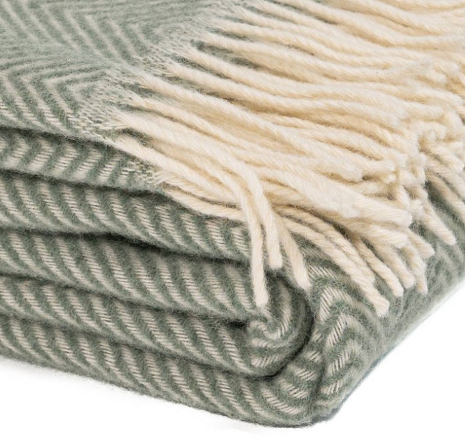 Wool Throw - Light Green