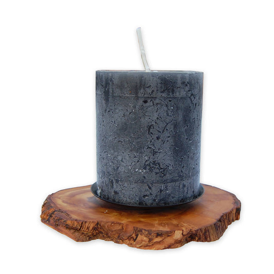 Rustic Olive Wood Candle Holder