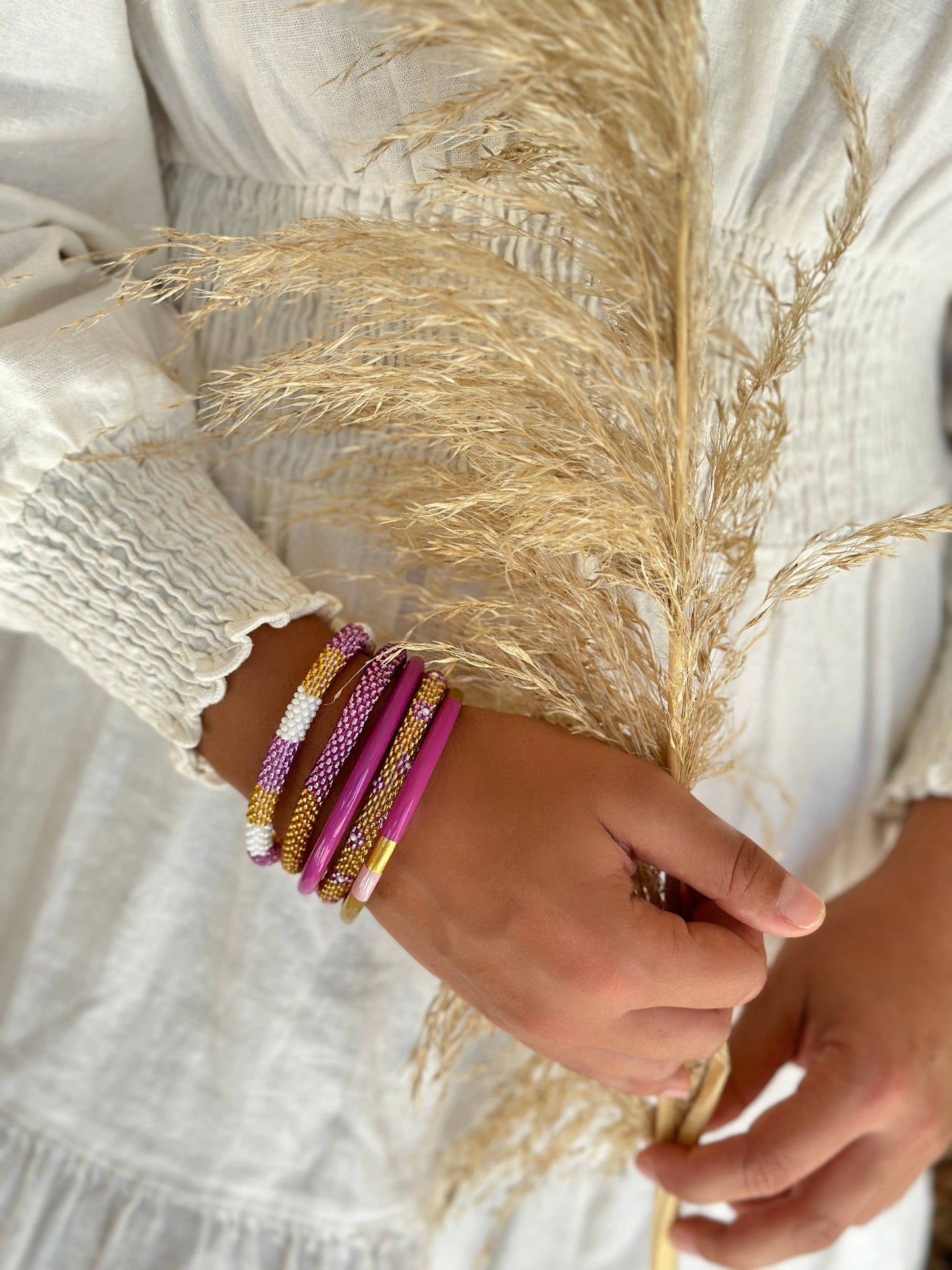 Lacquered Bangle - Fuchsia & Brown
