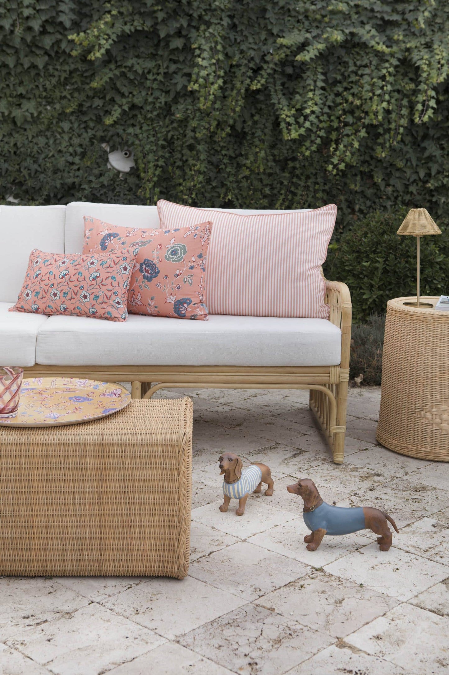 Salmon Stripe Cotton Cushion