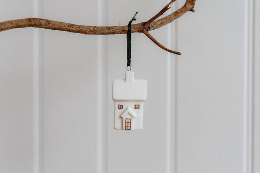 Ceramic White Christmas Hanging House Ornament