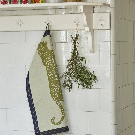 Cotton Tea Towel - Leo in Khaki