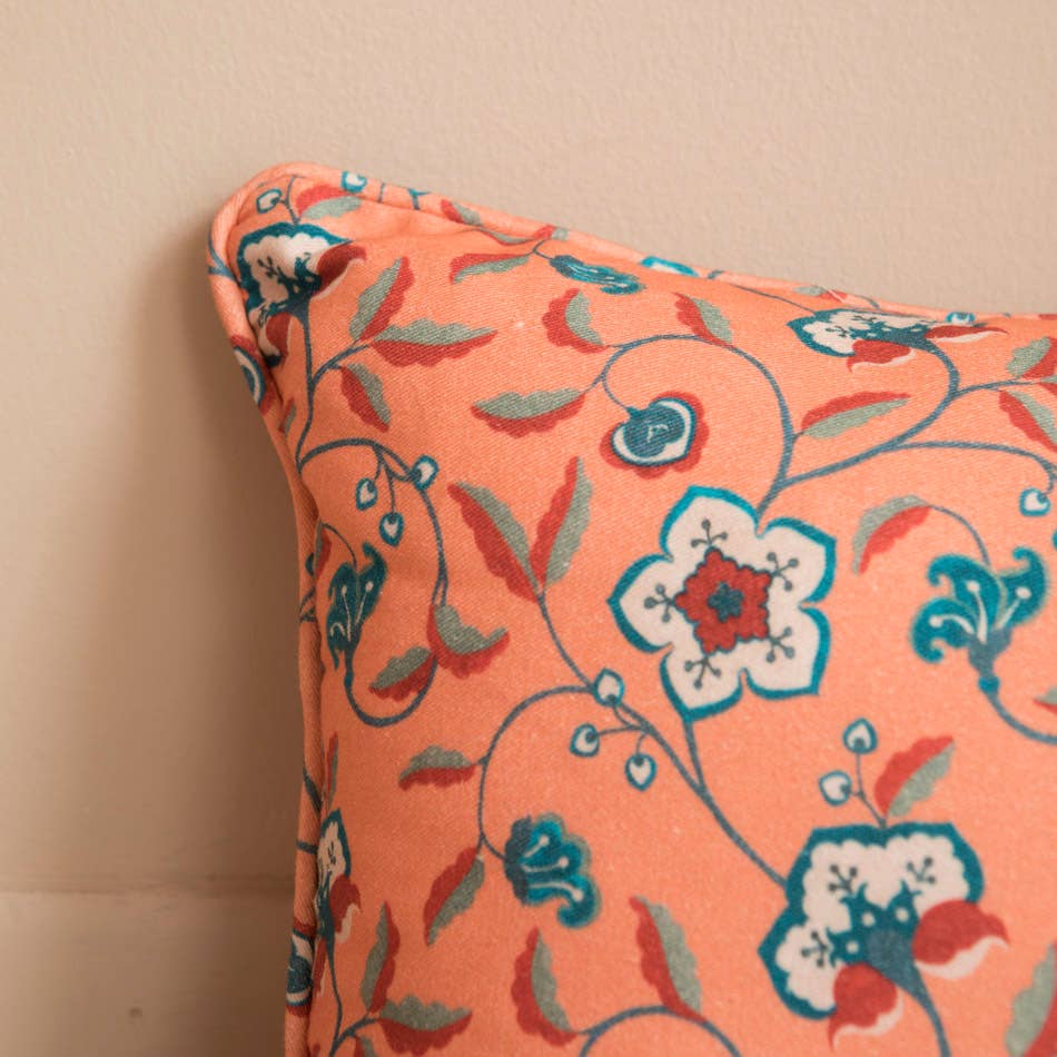 Salmon Victoria Floral Cushion