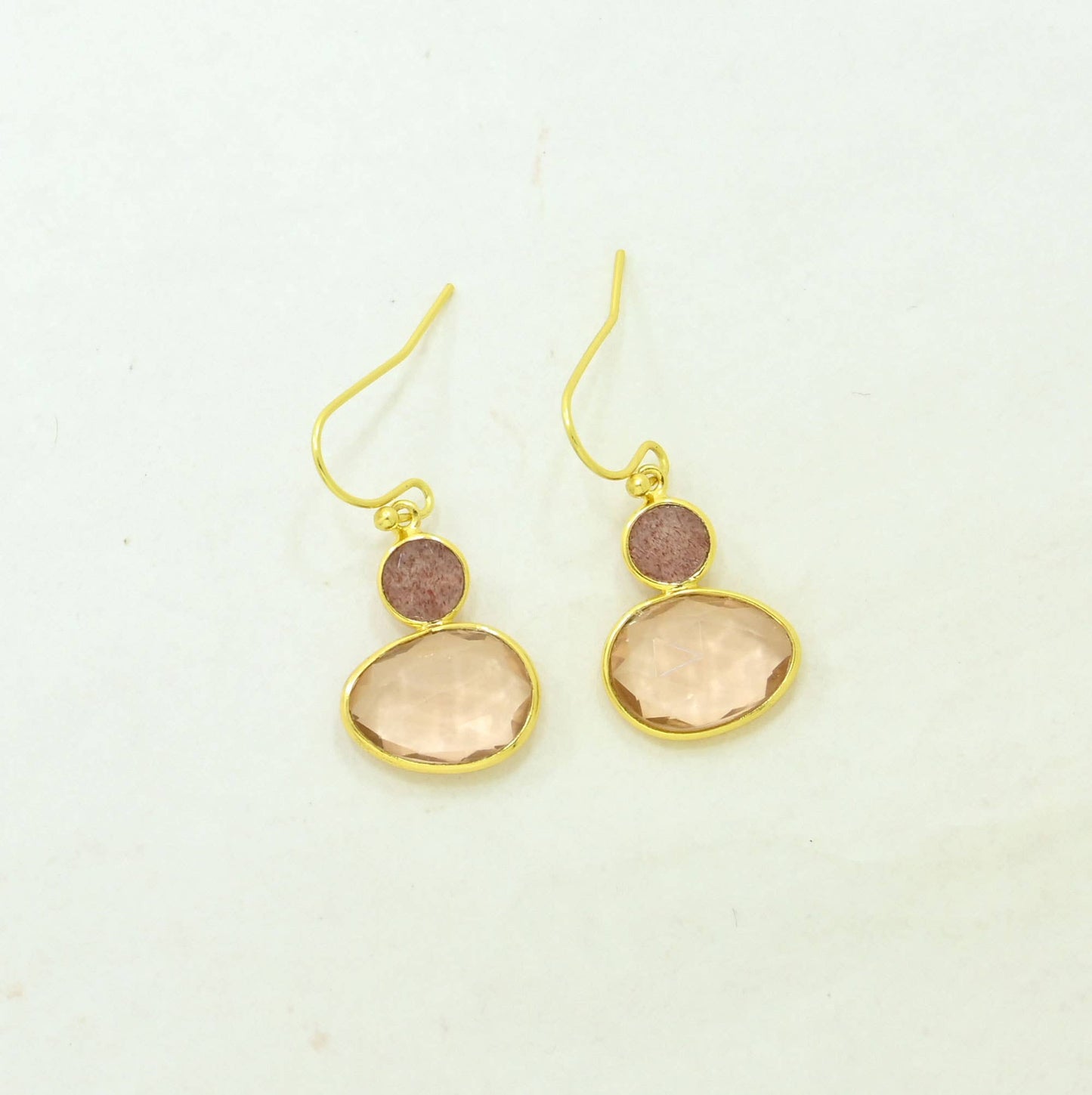 Carina Earring - Morganite & Strawberry Quartz