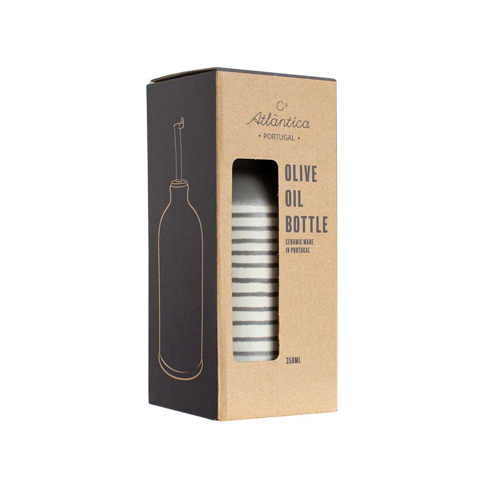 Striped Stoneware Olive Oil Bottle with Pourer