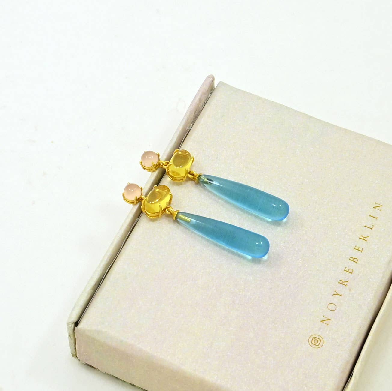 Jana Earrings - Blue Topaz & Citrine