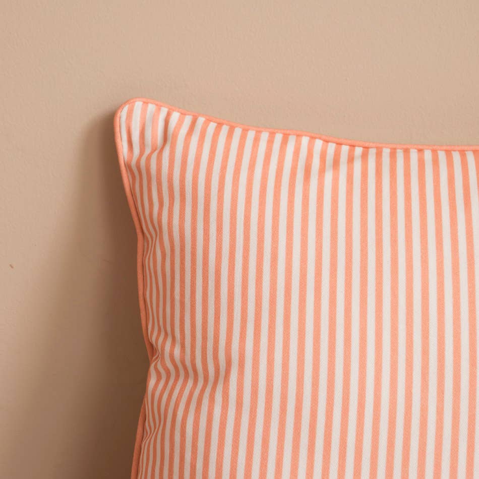 Salmon Stripe Cotton Cushion