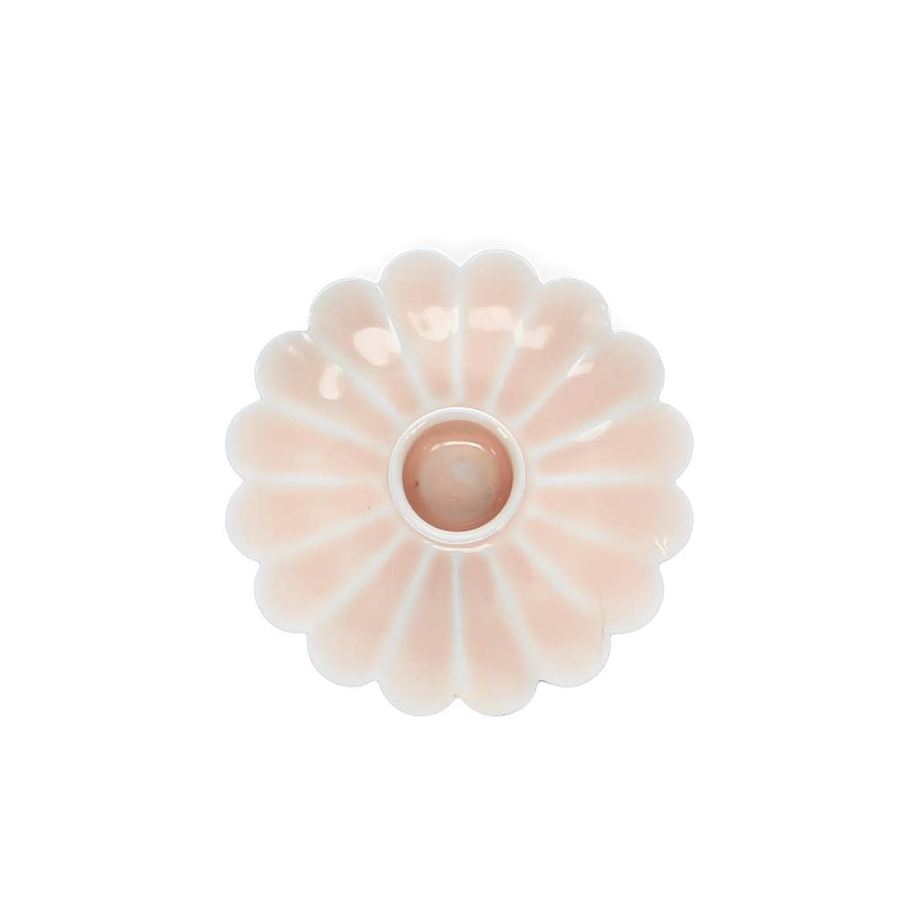 Enamel Pink Petal Candle Holder
