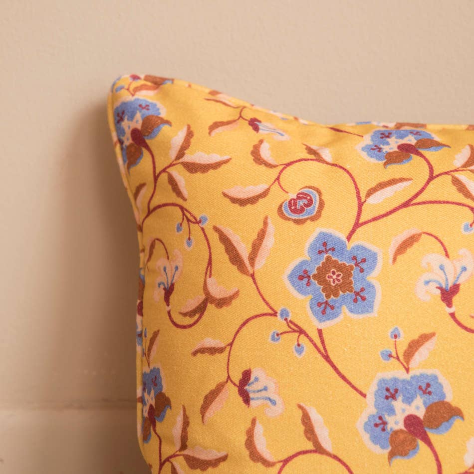 Yellow Victoria Floral Cushion