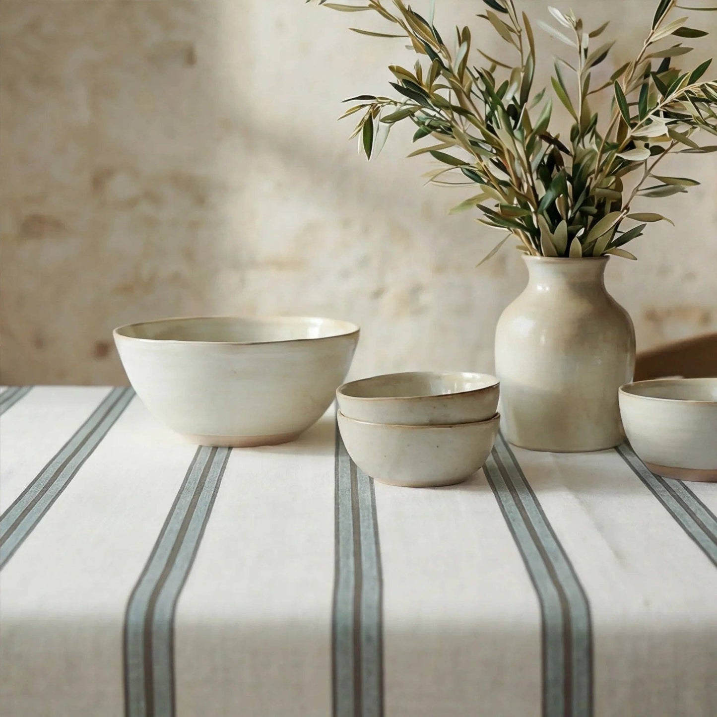 Willow Stripe Cotton Waterproof Tablecloth