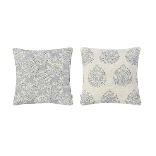Soft Cotton Cushion Covers in Blue Leaf