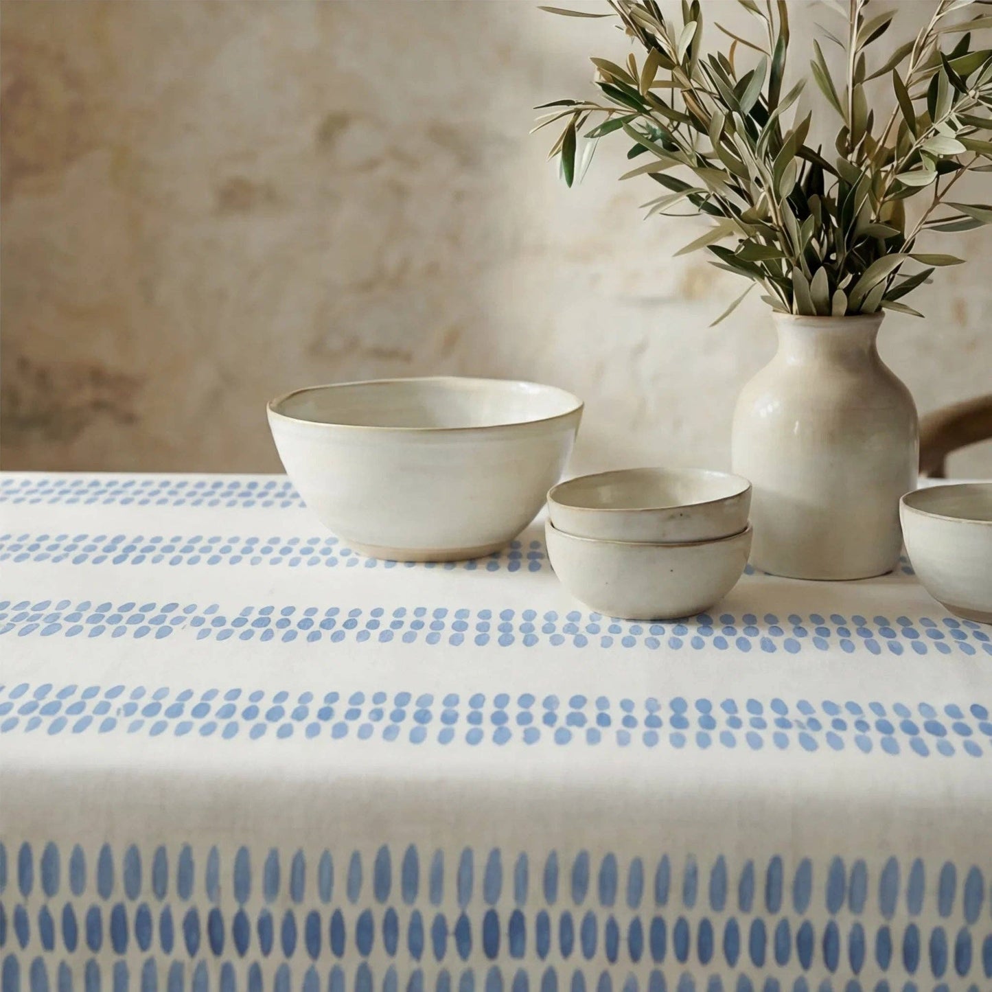 Azure Waterproof Cotton Tablecloth