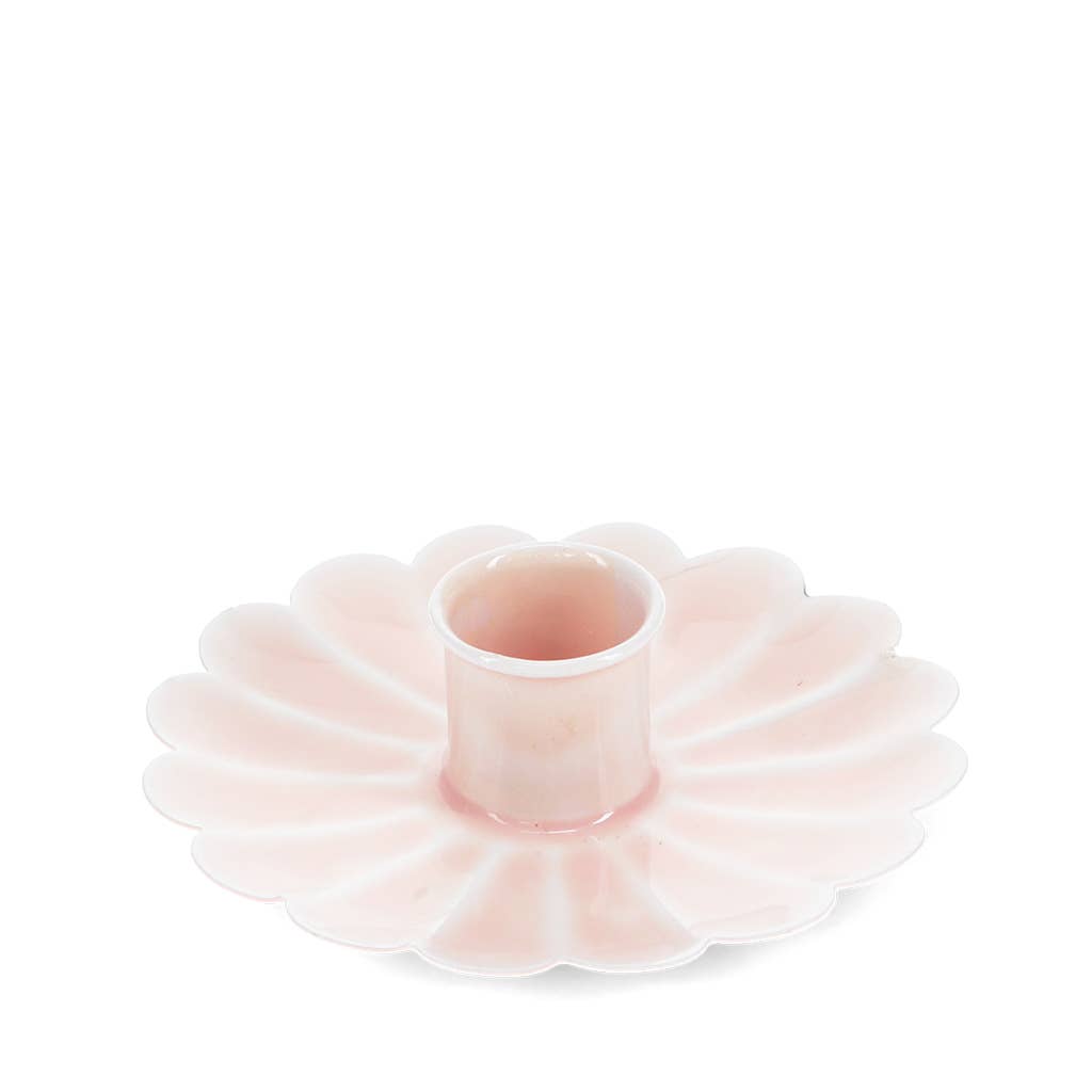 Enamel Pink Petal Candle Holder