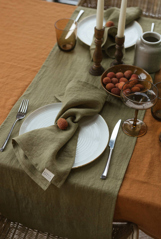 Olive Green Linen Napkin - Set Of 2