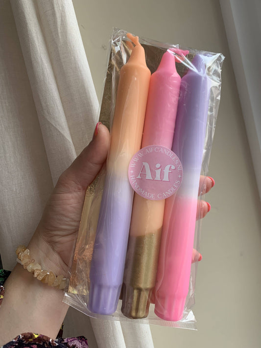 Trio Pink Gold Dinner Candle