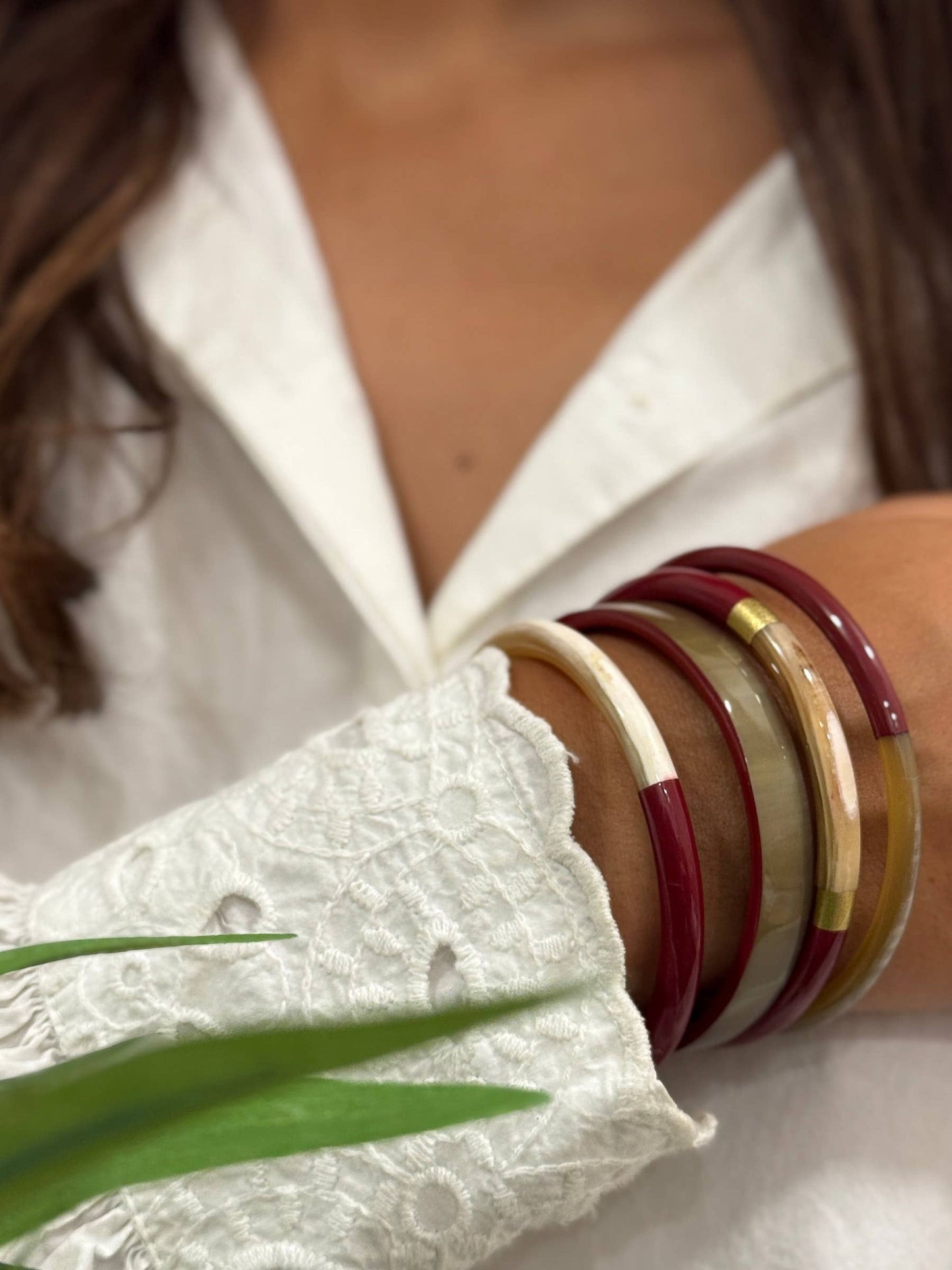 Lacquered Bangle - Bordeaux & Gold