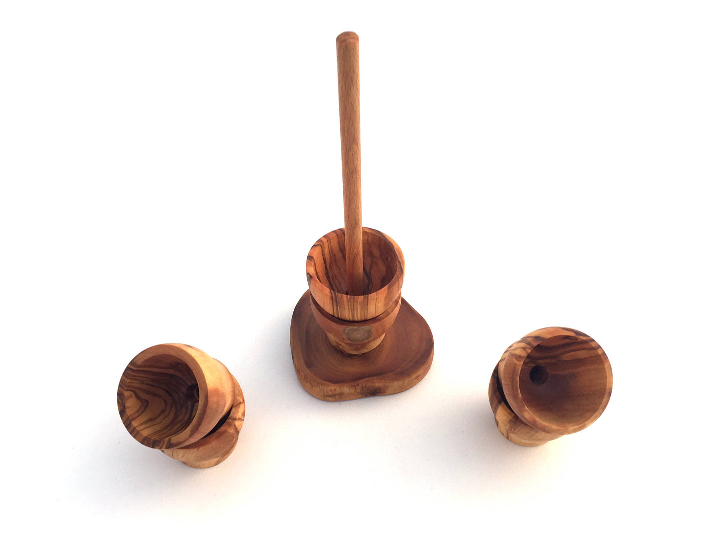 Handmade Olive Wood Egg Cup Set