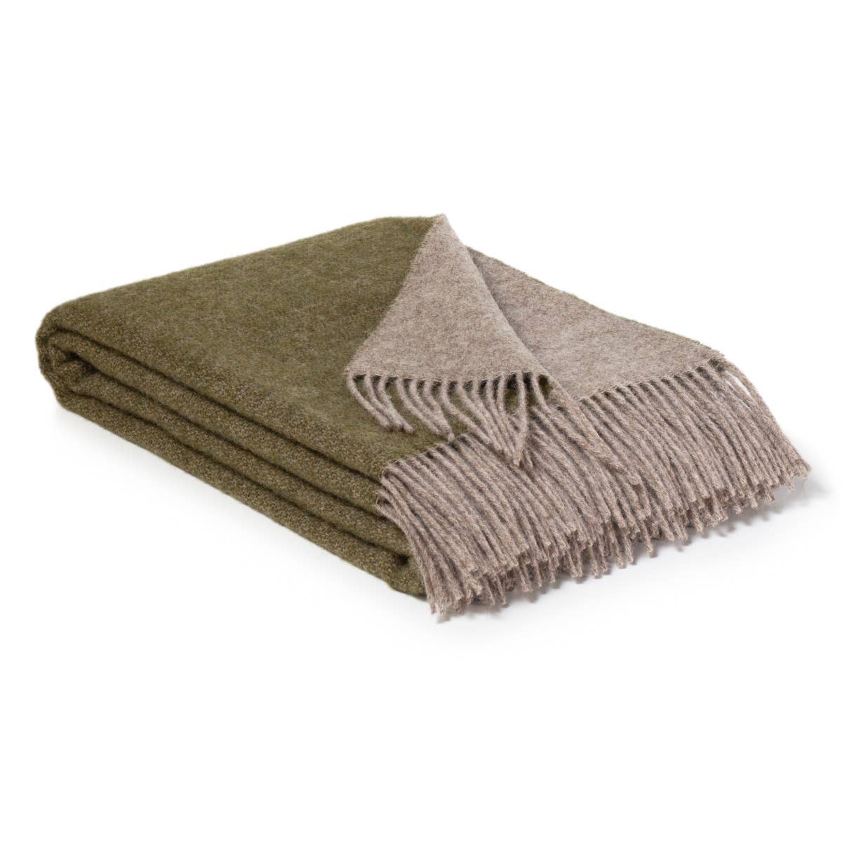 Wool Throw Blanket - Moss