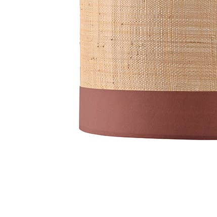 Terracotta-Banded Raffia Pendant Light
