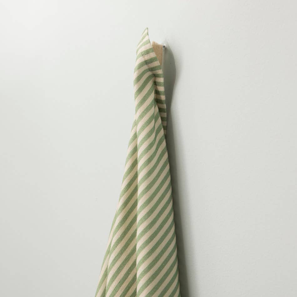 Green Stripe Kitchen Towel Set 2