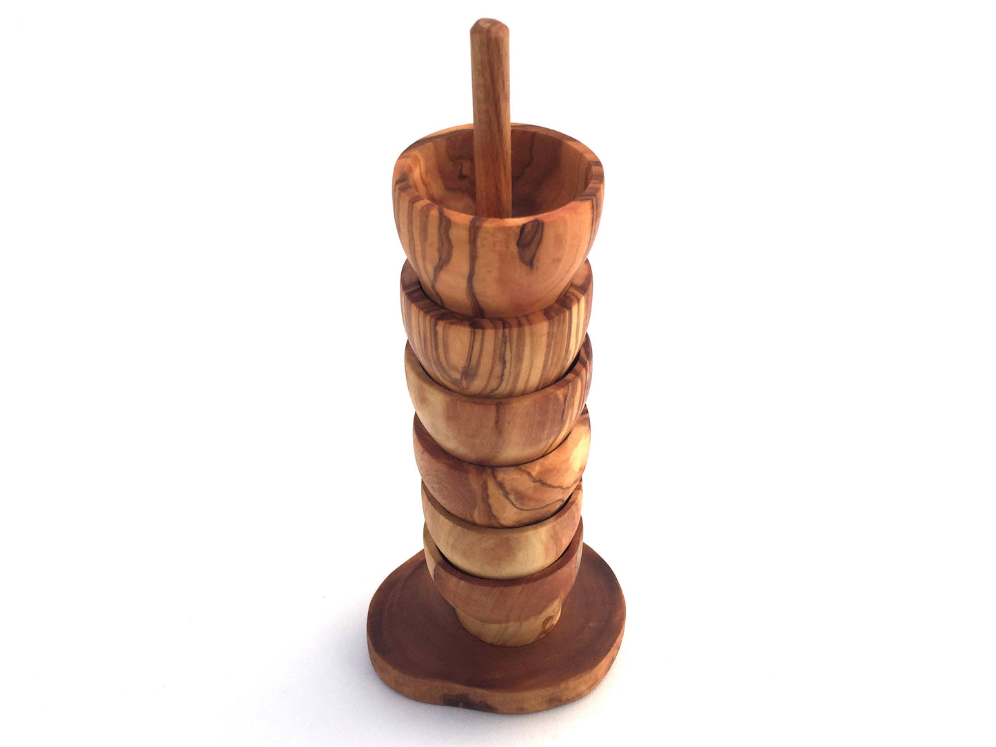 Handmade Olive Wood Egg Cup Set