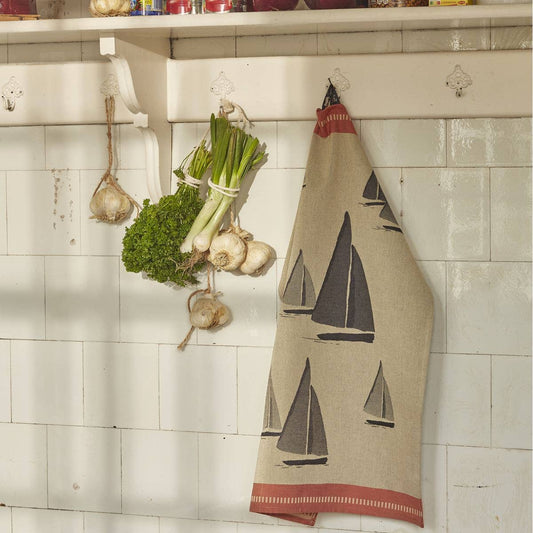 Tea towel - Black Sailboats