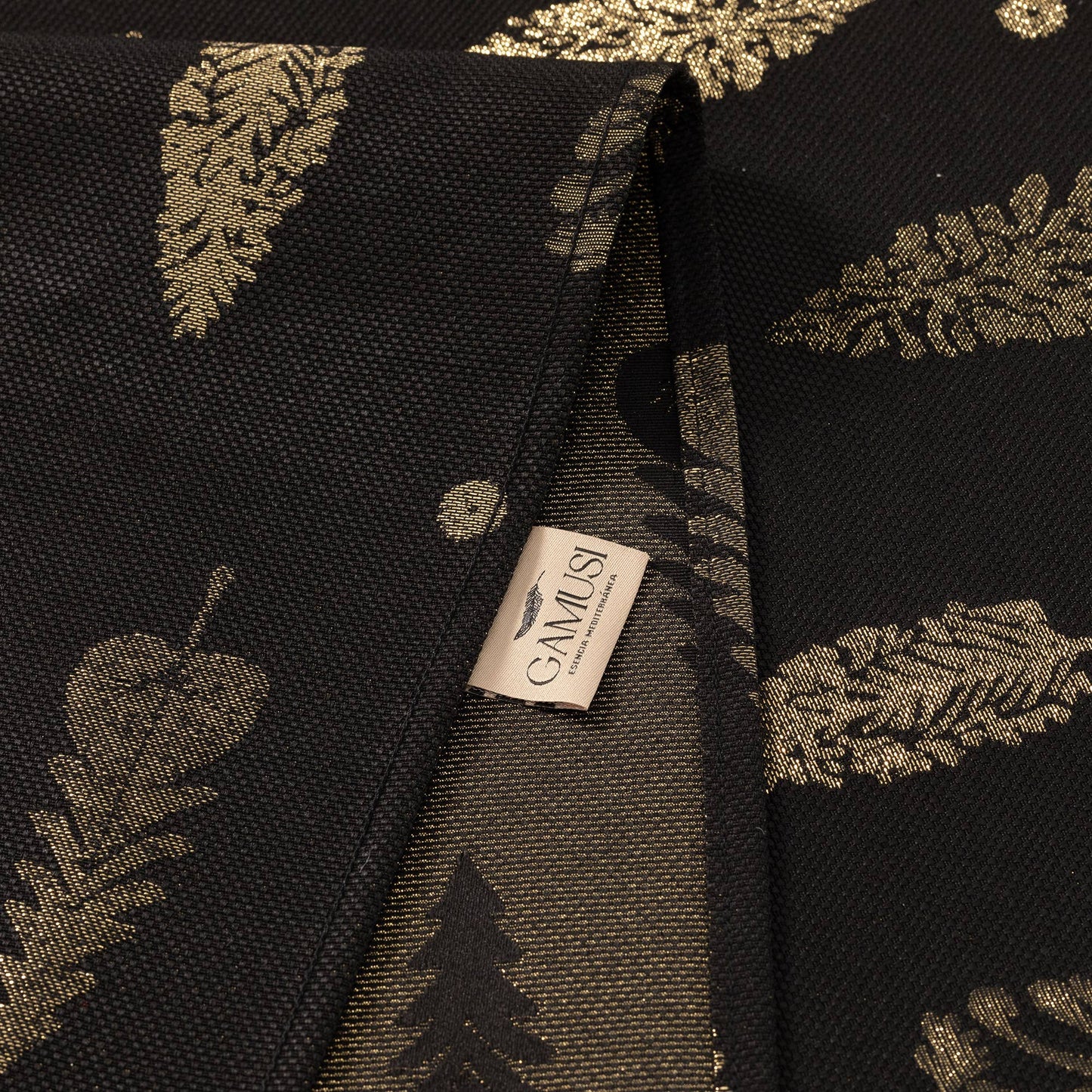 Cotton Jacquard Tablecloth - Champagne & Gold Trees