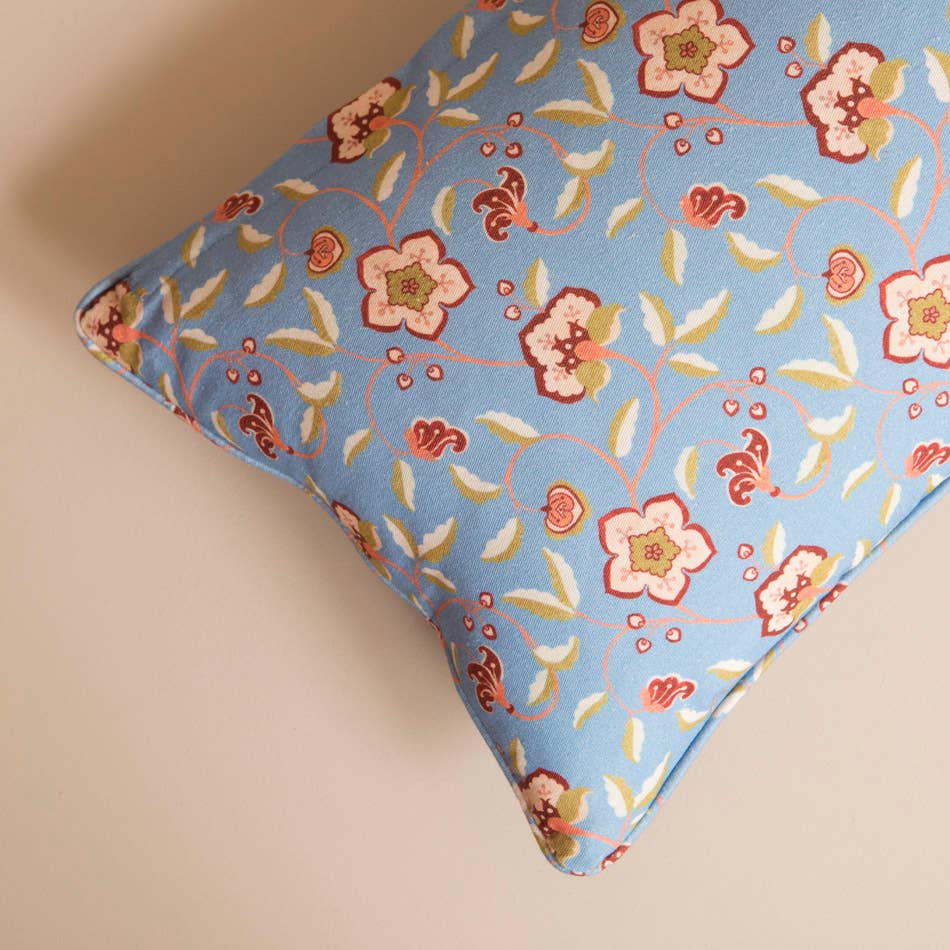 Dusk Blue Victoria Floral Cushion
